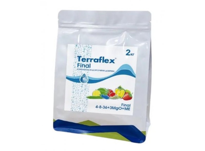 Комплексне добриво Terraflex 4-8-36+3MgO+МЕ, 2кг (Терафлекс ФІНАЛ), фінальне, 100% водорозчинне Комплексне добриво Terraflex 4-8-36+3MgO+МЕ, 2кг (Терафлекс ФІНАЛ), фінальне, 100% водорозчинне
