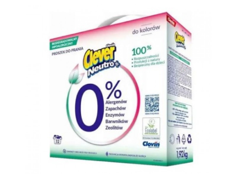 Порошок для прання Clever Neutro + Color 1,92 кг, к/к (97-024)